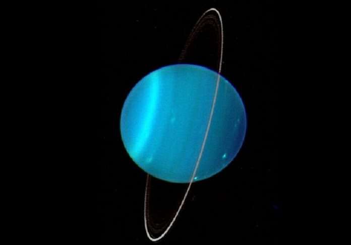 Urano, o 7º planeta do Sistema Solar, vai aparecer no dia 7 de fevereiro - Foto: Lawrence Sromovsky, Universidade de Wisconsin-Madison/Observatório WW Keck / Nasa
