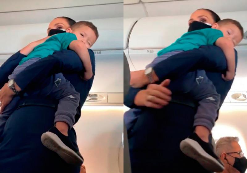 A comissária acalmou o bebê até ele dormir, durante um voo de Brasília para Cuiabá - Foto: reprodução