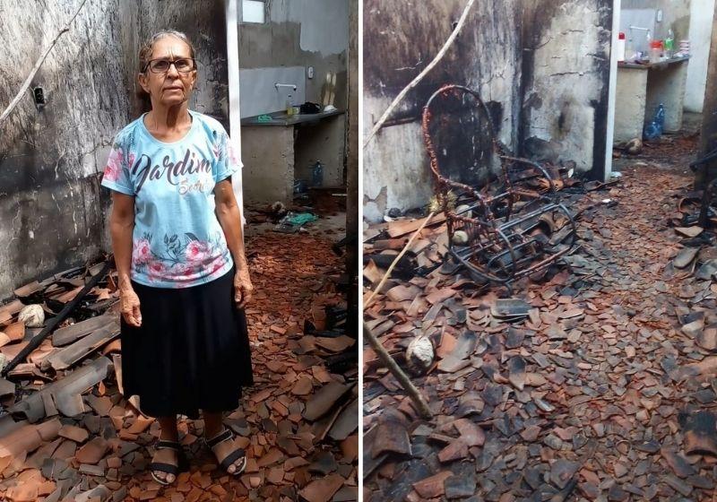 No dia 06, a dona Vera Lúcia teve a casa incendiada pelo próprio filho com esquizofrenia. Nossa vaquinha vai ajudá-la a reconstruir o lar - Fotos: Arquivo Pessoal