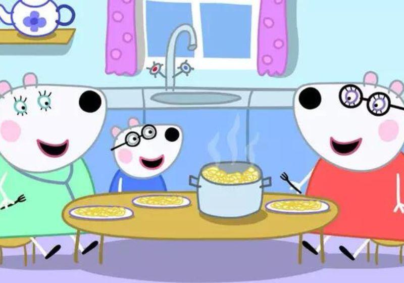 No episódio, Penny, uma ursa polar, fala para Peppa sobre suas duas mães. Foto: Reprodução