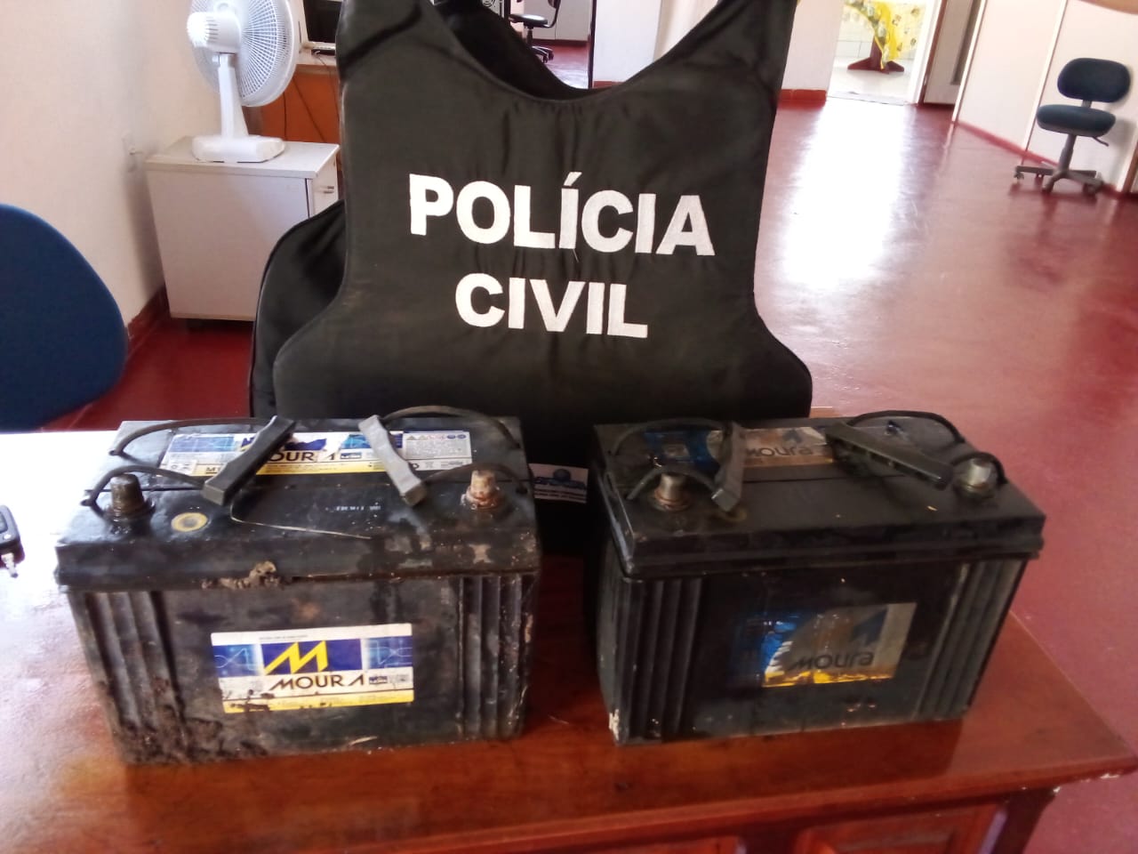 Baterias foram recuperadas pela Polícia Civil em Palmeirópolis/Foto: DICOM SSP TO 